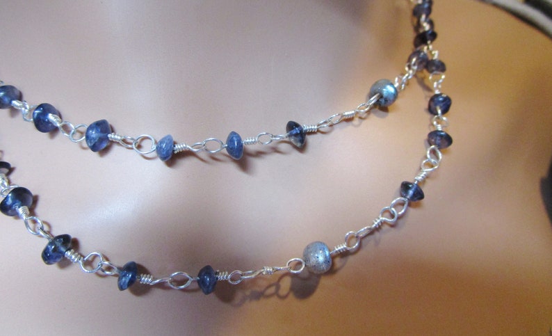 Iolite and Labradorite Necklace Sterling Silver