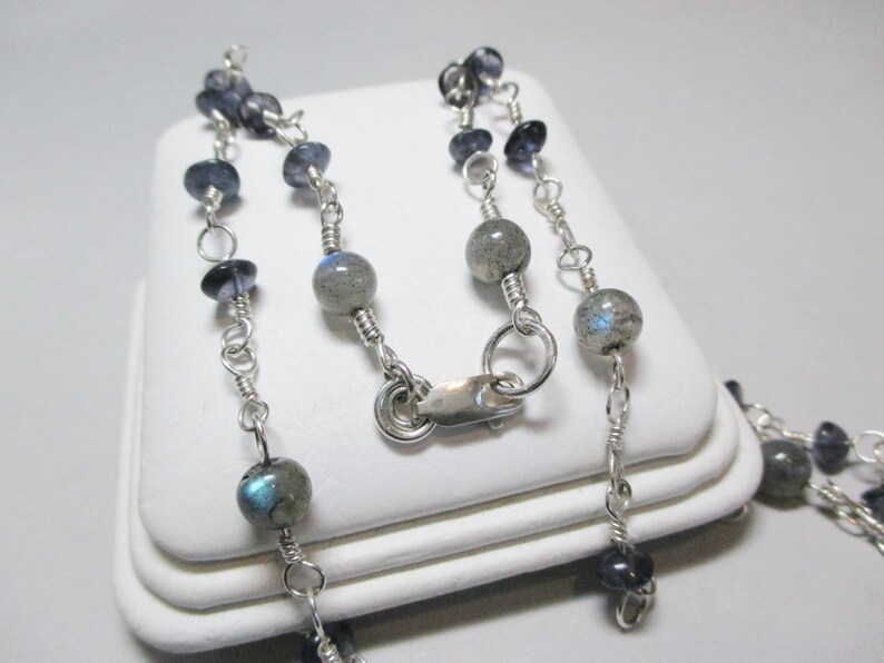 Iolite and Labradorite Necklace Sterling Silver