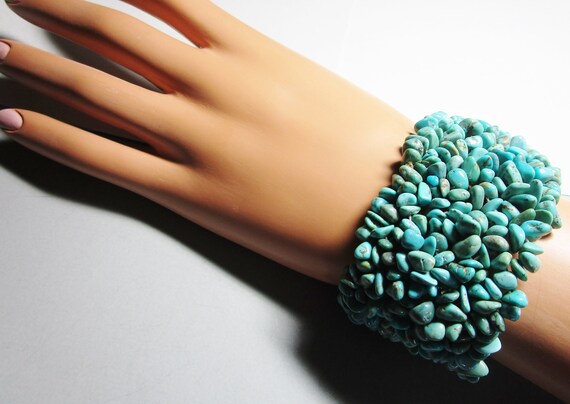 Vintage Natural Turquoise and Coral Bracelets Str… - image 7