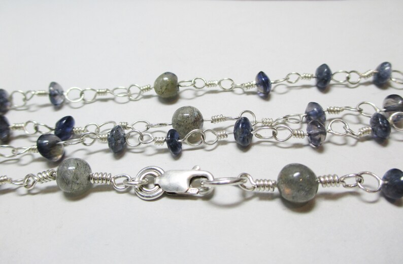 Iolite and Labradorite Necklace Sterling Silver