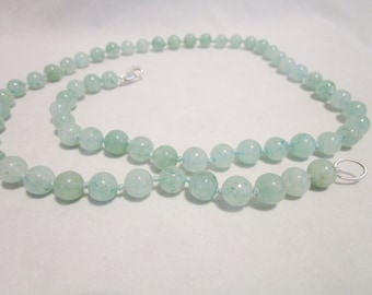 Aventurine Beads 22 Inch Necklace Sterling Silver