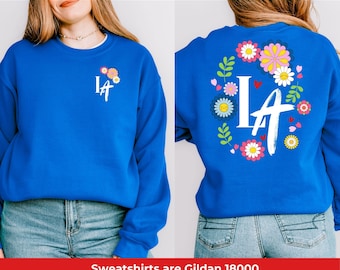 Los Angeles Dodgers baseball bloementrui cadeau voor Dodgers-fan, Dodgers kersenbloesemsweatshirt, is het perfecte cadeau voor honkbalfan