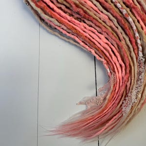 Handmade Pastel Pink Dreadlock Extensions: Boho Lace, Beads & Charms
