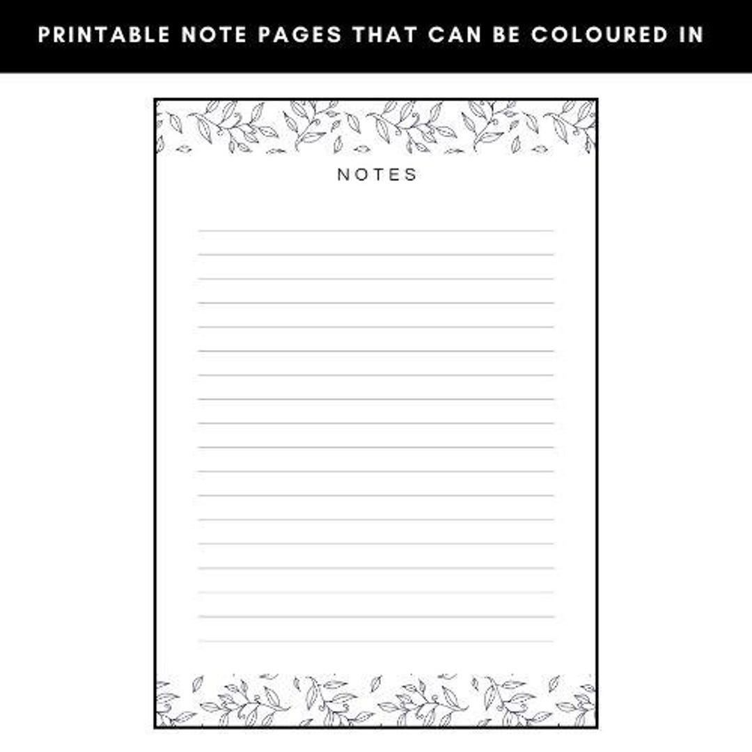 Leaf A Note Colour in Leaf Design | Printable Notes Page | A5 and A4 - Etsy