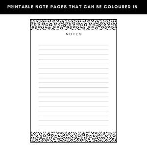 Colour In Leopard Print Design | Printable Notes page |  A5 and A4