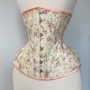 24 Romantic vintage rose shabby chic conical rib steel boned tightlacing, waist training, shapewear, undergarment, bridal image 1