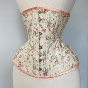 18” Romantic vintage rose boho shabby chic conical rib tightlacing, waist training, shapewear, undergarment, bridal corset