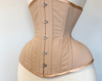 18” Nude English coutil conical rib tightlacing waist training daily wear corset shapewear waist reduction lingerie