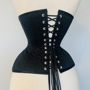 24 Black english coutil waist training conical rib tightlacing corset. Great starter corset. Shapewear, bridal, wedding undergarment image 2