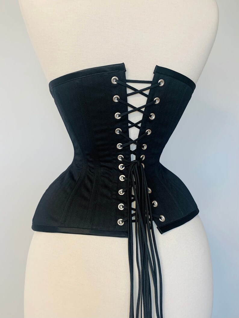 24 Black english coutil waist training conical rib tightlacing corset. Great starter corset. Shapewear, bridal, wedding undergarment image 2