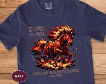 Fire Horse Shirt, 60th Birthday Gift, Born in 1966, Chinese Zodiac Comfort Colors Tee