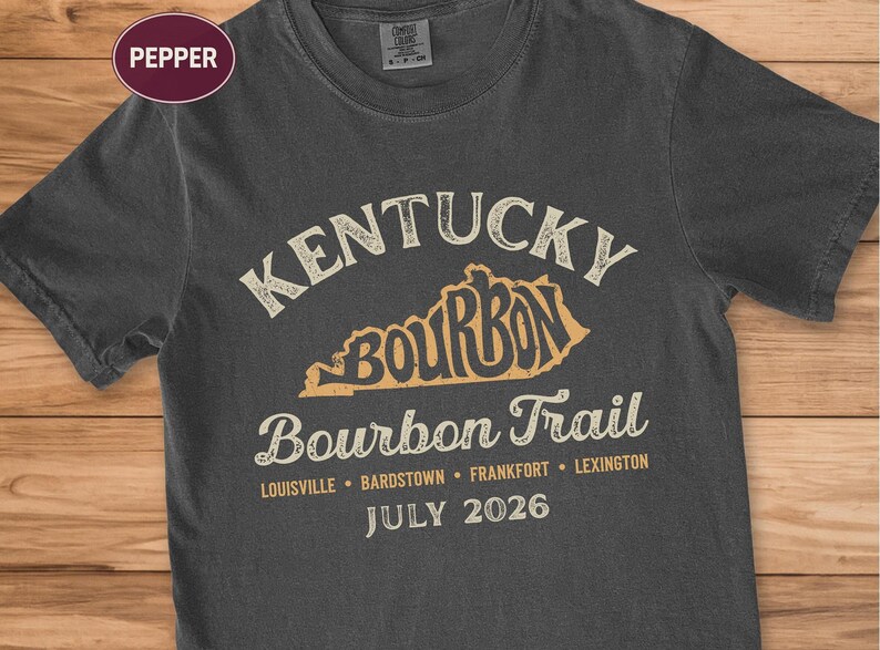 Kentucky Bourbon Trail Shirt, Custom Road Trip Souvenir Group Tee Pepper