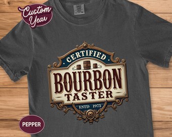 Vintage Bourbon Tee, Custom Year 50th Birthday Shirt, Personalized Whiskey Tee
