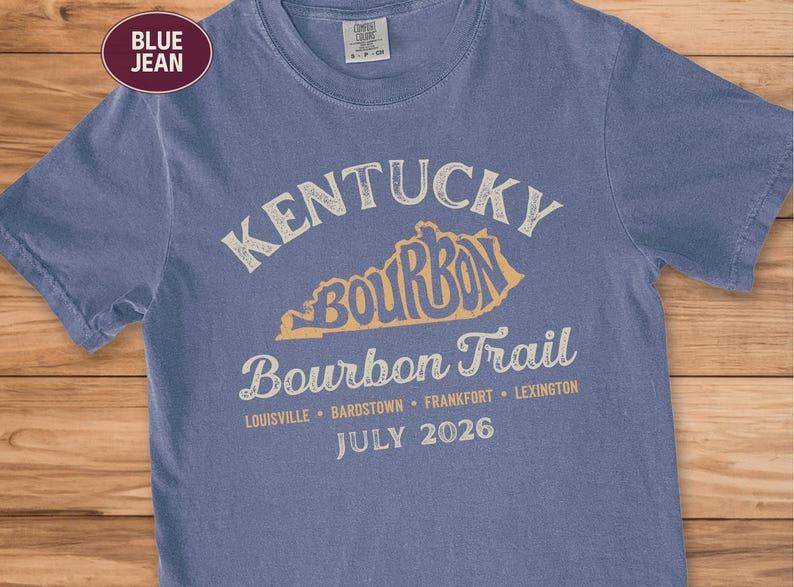 Kentucky Bourbon Trail Shirt, Custom Road Trip Souvenir Group Tee Blue Jean