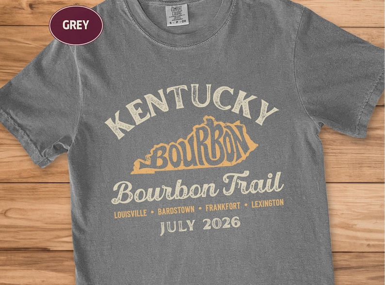 Kentucky Bourbon Trail Shirt, Custom Road Trip Souvenir Group Tee Grey