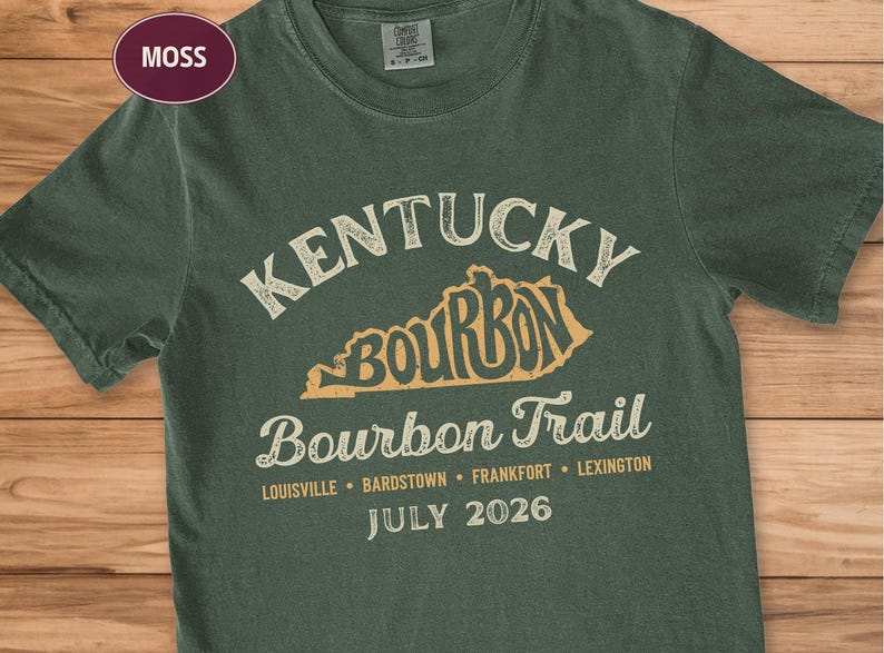 Kentucky Bourbon Trail Shirt, Custom Road Trip Souvenir Group Tee Moss