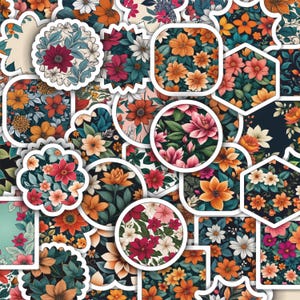 100 pcs. Flower Stickers - Floral Sticker Pack of 100 | Beautiful Flower Stickers for Planners, Laptops, Journals, Scrapbooks, and DIY Craft