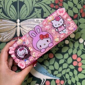 Kawaii Charm Compartmented Pencil Box - Pink Bunny Hello Kitty