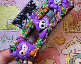 Kawaii Charm Luxe Hair Claw - Halloween Cutie Purple Kuromi Witch Sprinkles