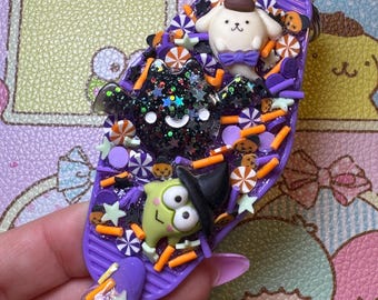 Kawaii Charm Motel Keychain: Ghost Halloween Purple Sprinkles Keroppi Pompompurin
