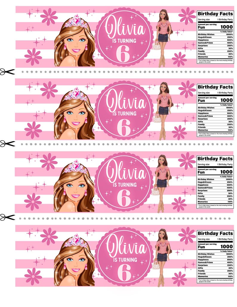 Barbi Water Bottle Label Template, Printable Barbe Bottle Label