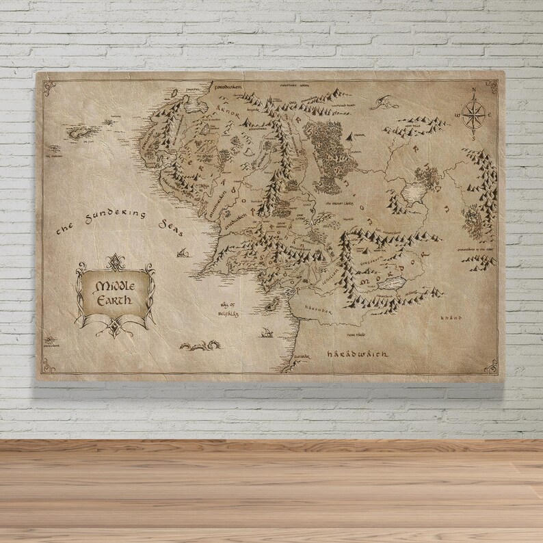 Middle Earth Maps, the Lord of the Rings Map Canvas Print, Canvas ...