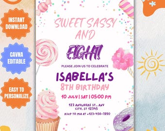 Editable Candy Birthday Invitation Template: Sweets Party (Digital Download)