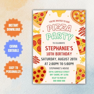 Editable Pizza Party Invitation Template: Any Age (Digital Download)