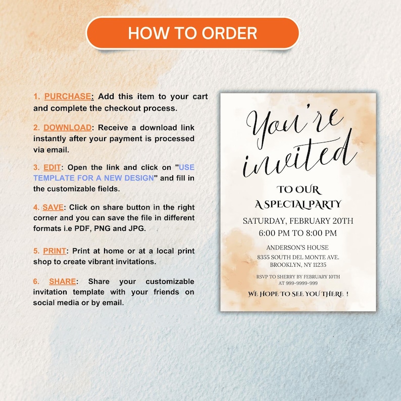 Editable Party Invitation Template: Special Event Evite (digital ...