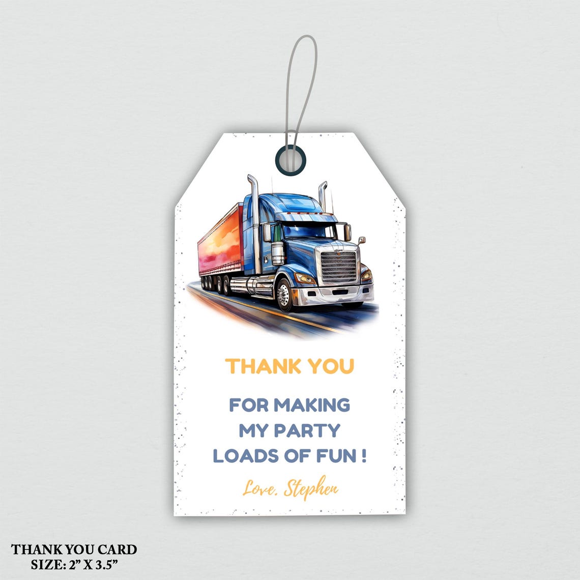 Editable Semi Blue Truck Birthday Party Invitation Template, Big Rig ...
