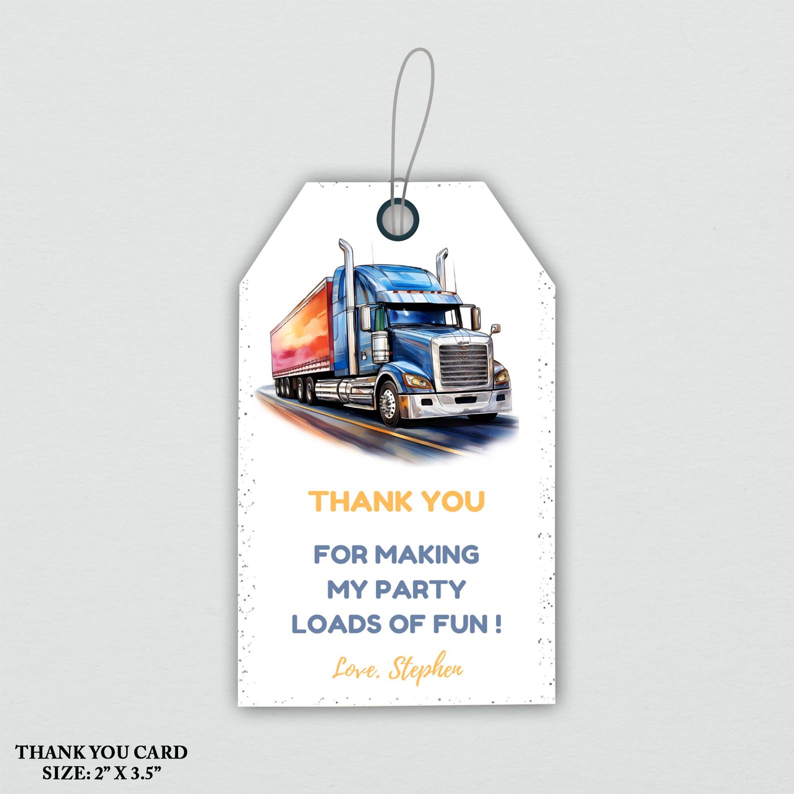 Editable Semi Blue Truck Birthday Party Invitation Template, Big Rig ...