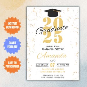 Editable Graduation Invitation Template, Graduation Invitation, Modern Grad Invitation, College Grad Student Digital Evite, Instant Download