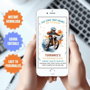Editable Dirt Bike Birthday Invitation: Mobile Adventure Party (Digital Download)