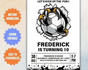 Editable Soccer Birthday Invitation, Sports Theme (Digital Download)