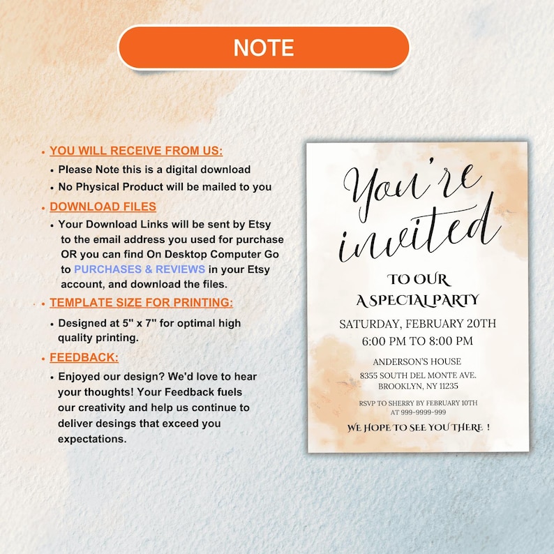 Editable Party Invitation Template: Special Event Evite (digital ...