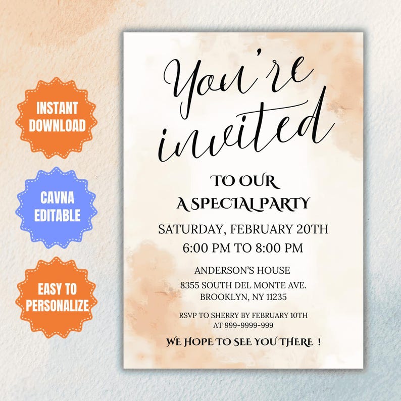 Editable Party Invitation Template: Special Event Evite (digital ...