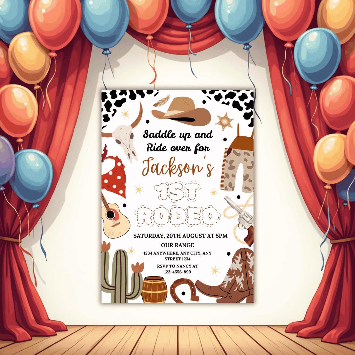 Editable Cowboy 1st Rodeo Birthday Invitation (digital Download) - Etsy