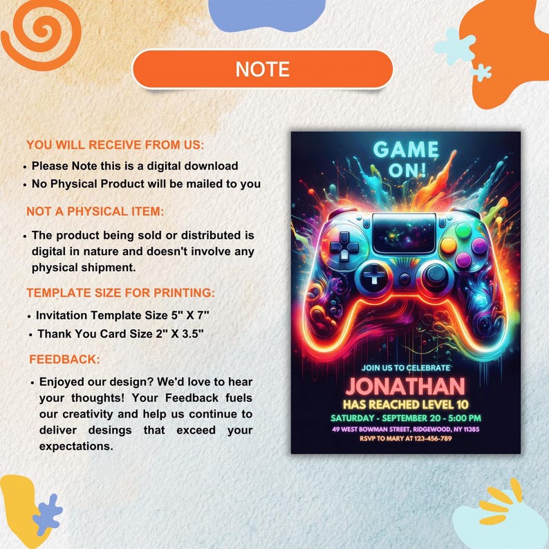 Controller Invites Editable Video Game Birthday Invitation: Controller Design (digital ...