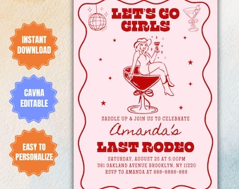 Hand-Drawn Bachelorette Party Itinerary Invitation Template (Digital Download)