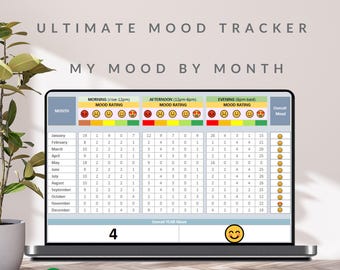 毎日の気分トラッカー：Excel スプレッドシート テンプレート（即時ダウンロード）
