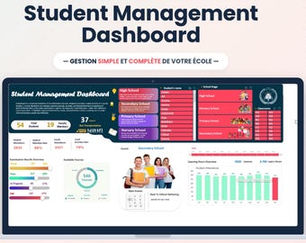 Student Management Dashboard | Excel School Grades, Attendance Tracker (Digital Download)