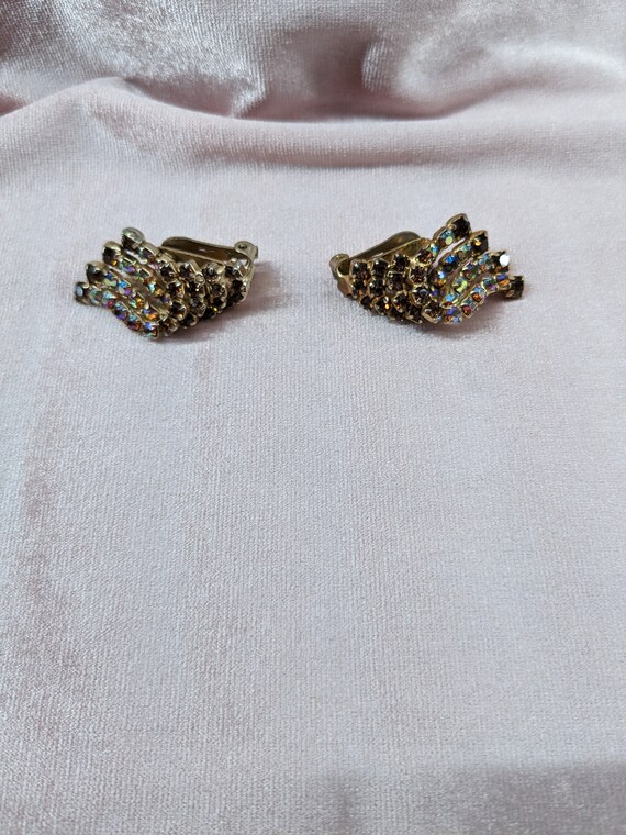 Vintage rhinestone clip on earrings and shoe clip - image 3