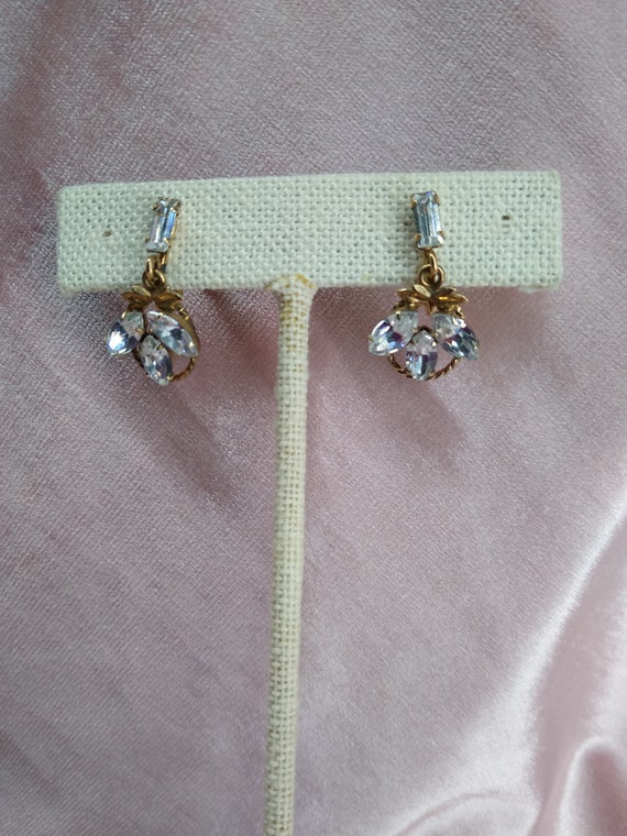 Vintage rhinestone earrings JMS 12k gold filled