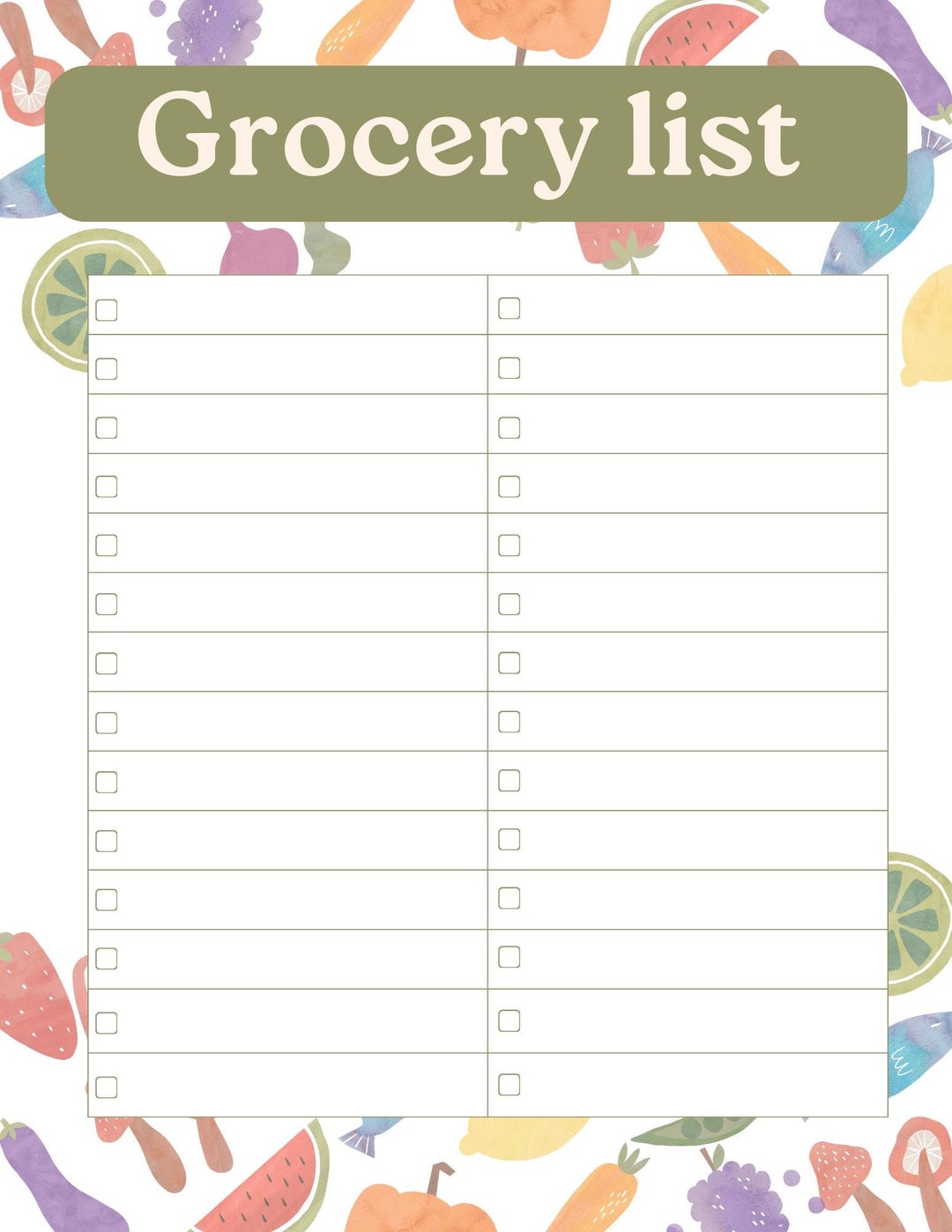 Editable and Printable Shopping List Template Etsy UK