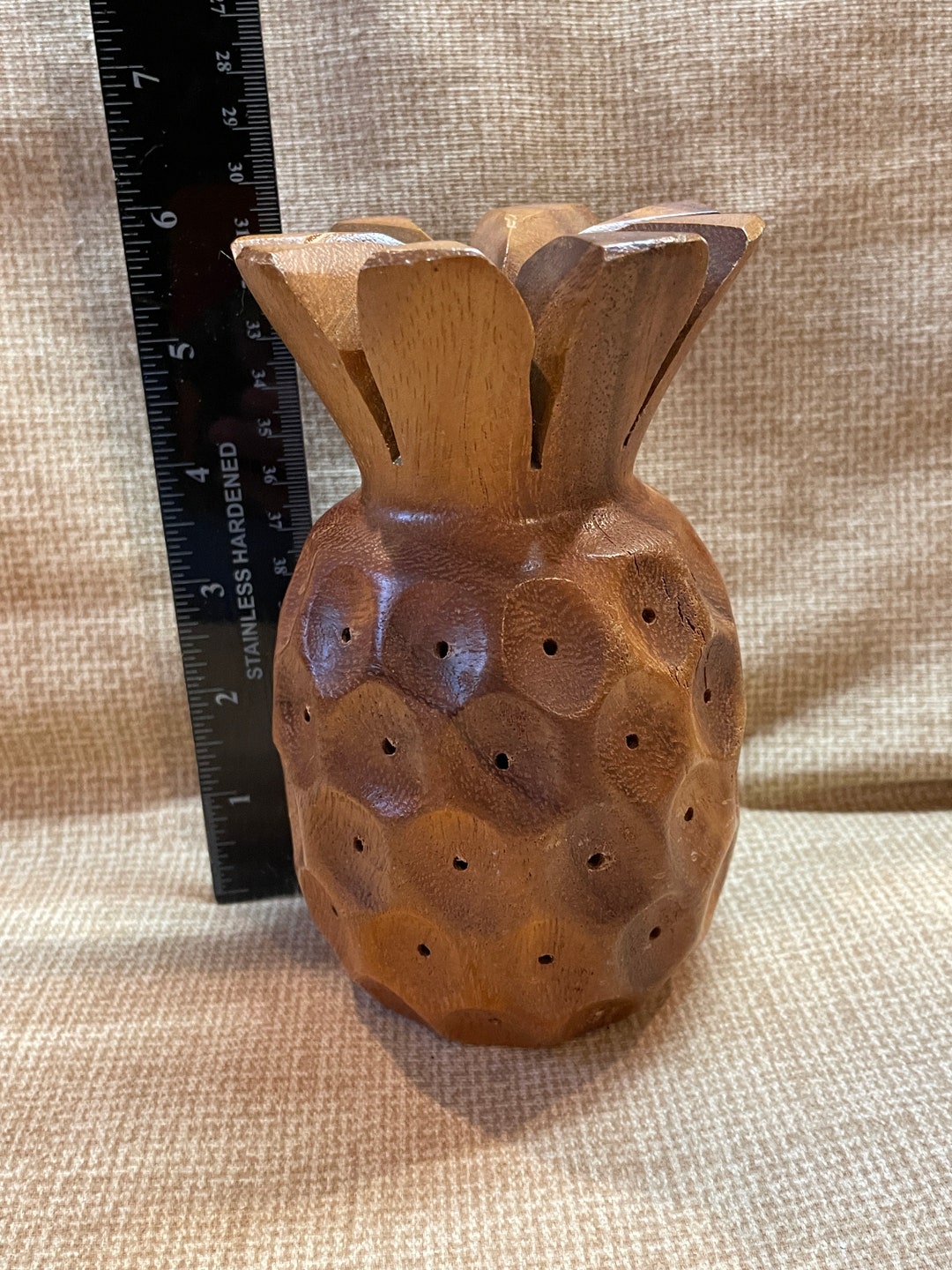 Vintage Monkey Pod Wood Pineapple Toothpick Holder/appetizer Etsy