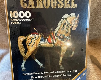 Vintage 1988 Ravensburge 1000 Piece Carousel Horse Puzzle Unopened/Carousel Horse by Stein and Goldstein/Rare Ravensburger Carousel Puzzle