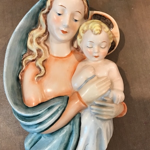 Rare Vintage Goebel Hummel Madonna and Holy Child Plaque HA20  1950&#39;s  Hummel Flower HA20 Madonna and Child  Rare Goebel Hummel Wall Plaque