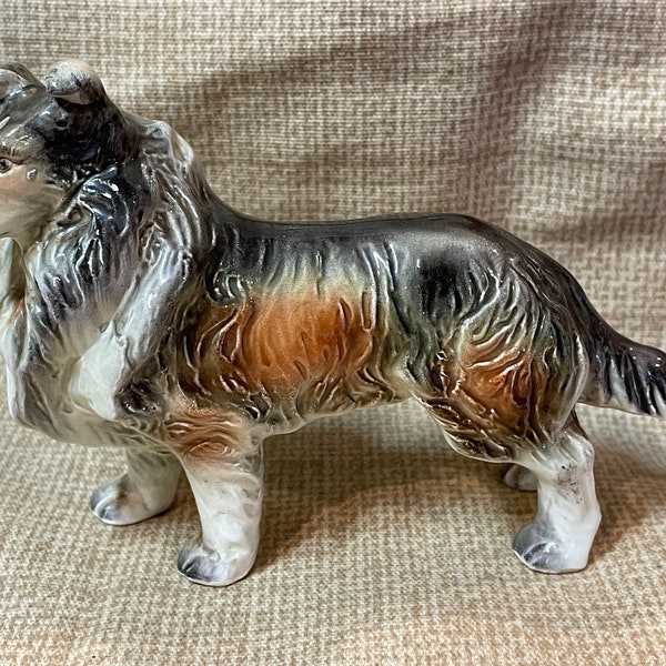 Vintage 1950's Collie Dog Figurine/Collie Dog/Made in Japan/Home Decor/Collie Dog Collectable/1950's Collie Dog/Standing Collie Figurine