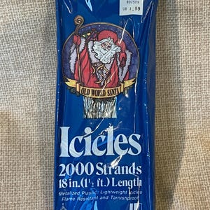 Vintage Christmas Decor Icicles/Christmas Tree Icicles/Holiday Decor/Tree Decoration/Silver Icicles/Box of Silver Christmas Tree Icicles