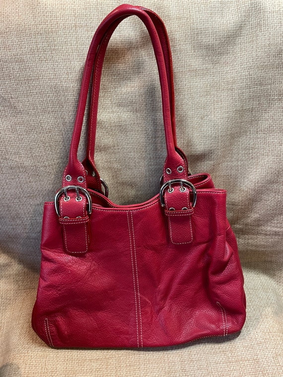 Vintage Tignanello 90's Soft Pebbled Red Leather … - image 3